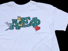 画像1: 90s USA製 Hanes フラタニティ キリン ハート コットンTシャツ 白 XL (1)