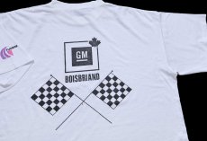 画像1: 90s GM BOISBRIAND チェッカーフラッグ バックプリント Tシャツ 白 (1)