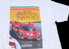 画像1: 00s Hanes ROLEX MONTEREY HISTORIC FORMURA ONE Ferrari フェラーリ 両面プリント コットンTシャツ 白 XL (1)