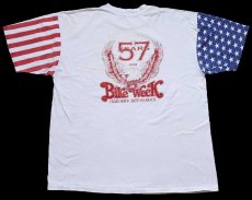 画像2: 90s USA製 BIKE WEEK 1998 DAYTONA BEACH, FL 両面プリント 星条旗柄 切り替え コットンTシャツ 白 XXL★特大 (2)