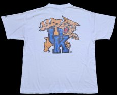 画像3: 90s UK University of Kentucky ワイルドキャッツ マスコット 両面プリント コットンTシャツ 白 XL (3)