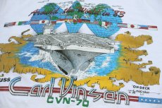 画像5: 80s USA製 Hanes USS CARL VINSON CVN 70 航空母艦 ポケット付き コットンTシャツ アイボリー L (5)