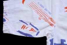 画像6: 80s FLORIDA GATORS マスコット 総柄 染み込みプリント オープンカラー 半袖 コットンシャツ 白 (6)