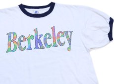 画像1: 90s USA製 STARTERスターター Berkeley コットン リンガーTシャツ 白×紺 M (1)