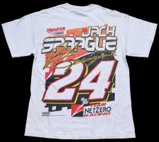 画像2: 00s NASCAR TEAM NETZERO RACING JACK SPRAGUE 24 両面プリント コットンTシャツ 白 M (2)