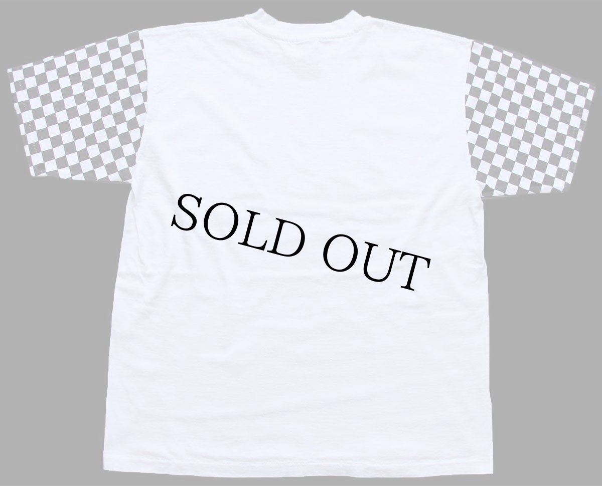 画像3: デッドストック★90s USA製 チェッカーフラッグ 切り替え コットンTシャツ 白×黒 XL (3)