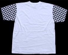 画像3: デッドストック★90s USA製 チェッカーフラッグ 切り替え コットンTシャツ 白×黒 XL (3)
