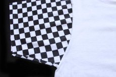 画像6: デッドストック★90s USA製 チェッカーフラッグ 切り替え コットンTシャツ 白×黒 XL (6)
