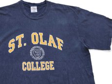 画像1: USA製 The Cotton Exchange ST. OLAF COLLEGE ひび割れプリント コットンTシャツ 黒 フェード XL (1)