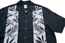 画像3: Jamaica Jaxx リーフ柄 オープンカラー シルクシャツ 黒 L (3)