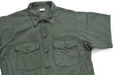 画像3: 70s 米軍 U.S.ARMY 半袖 コットンサテン ユーティリティシャツ カスタム オリーブグリーン 16.5 (3)