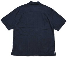 画像2: Jamaica Jaxx リーフ柄 オープンカラー シルクシャツ 黒 L (2)