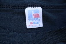 画像5: 90s USA製 RUSSELLラッセル LANDON BASEBALL ひび割れプリント Tシャツ 黒 フェード L (5)