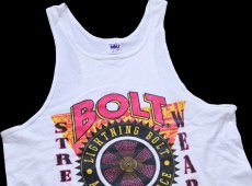 画像1: 80s USA製 LIGHTNING BOLT ライトニングボルト STREET WEAR コットン タンクトップ 白 L (1)