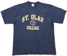 画像2: USA製 The Cotton Exchange ST. OLAF COLLEGE ひび割れプリント コットンTシャツ 黒 フェード XL (2)