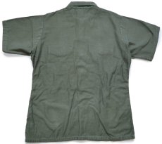 画像2: 70s 米軍 U.S.ARMY 半袖 コットンサテン ユーティリティシャツ カスタム オリーブグリーン 16.5 (2)