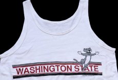 画像1: 80s WASHINGTON STATE COUGARS マスコット 両面プリント コットン タンクトップ 白 (1)