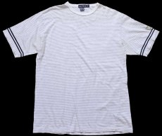 画像2: 90s カナダ製 nauticaノーティカ ロゴパッチ付き ボーダー コットンTシャツ 杢グレー×白 (2)