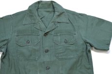 画像3: 60s 米軍 U.S.ARMY ペンキ飛び 半袖 コットンサテン ユーティリティシャツ カスタム オリーブグリーン (3)
