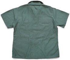 画像2: 60s 米軍 U.S.ARMY ペンキ飛び 半袖 コットンサテン ユーティリティシャツ カスタム オリーブグリーン (2)