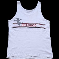 画像3: 80s WASHINGTON STATE COUGARS マスコット 両面プリント コットン タンクトップ 白 (3)