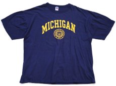 画像2: 00s RUSSELLラッセル MICHIGAN コットンTシャツ 紺 XL (2)