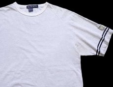 画像1: 90s カナダ製 nauticaノーティカ ロゴパッチ付き ボーダー コットンTシャツ 杢グレー×白 (1)