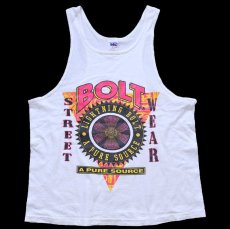 画像2: 80s USA製 LIGHTNING BOLT ライトニングボルト STREET WEAR コットン タンクトップ 白 L (2)