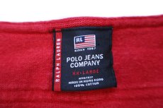 画像4: 00s POLO JEANS ポロ ジーンズ ラルフローレン 刺繍 9 ナンバリング コットン ベースボールシャツ 濃赤 XXL★特大 (4)