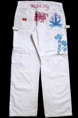 画像3: Dickiesディッキーズ ハンドペイント ペンキ飛び&ダメージ コットン ペインターパンツ 白 W36 L30★25 (3)