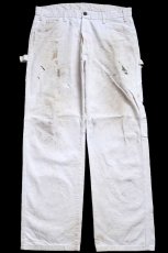 画像2: Dickiesディッキーズ ハンドペイント ペンキ飛び&ダメージ コットン ペインターパンツ 白 W36 L30★25 (2)