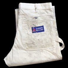 画像1: Dickiesディッキーズ SHERWIN-WILLIAMS ペンキ飛び コットン ペインターパンツ 生成り W32★05 (1)