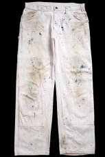 画像2: 00s Dickiesディッキーズ SIPERSTEIN'S パッチ付き ペンキ飛び ダブルニー コットン ペインターパンツ 生成り W36 L30★11 (2)