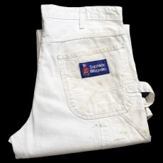 画像1: Dickiesディッキーズ SHERWIN-WILLIAMS ペンキ飛び コットン ペインターパンツ 白 W34★03 (1)