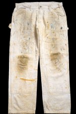 画像2: 00s Dickiesディッキーズ SIPERSTEIN'S パッチ付き ペンキ飛び ダブルニー コットン ペインターパンツ 生成り W37★13 (2)