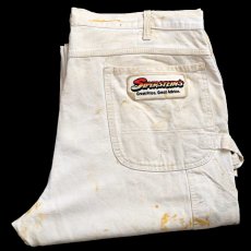 画像1: 00s Dickiesディッキーズ SIPERSTEIN'S パッチ付き ペンキ飛び ダブルニー コットン ペインターパンツ 生成り W37★13 (1)