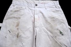 画像5: Dickiesディッキーズ ハンドペイント ペンキ飛び&ダメージ コットン ペインターパンツ 白 W36 L30★25 (5)