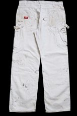 画像3: 00s Dickiesディッキーズ ペンキ飛び ダブルニー コットン ペインターパンツ 生成り W36 L30★14 (3)