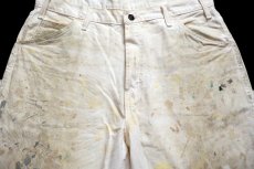 画像4: 00s Dickiesディッキーズ ペンキ飛び＆ダメージ ダブルニー コットン ペインターパンツ 生成り W36 L30★15 (4)