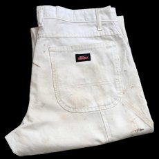 画像1: Dickiesディッキーズ ペンキ飛び ペインターパンツ 白 W34 L32★21 (1)