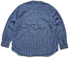 画像2: 90s DOCKERSドッカーズ INDIGO マルチストライプ バンドカラー コットンシャツ XL★Levi'sリーバイス (2)