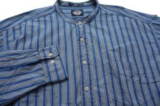 画像3: 90s DOCKERSドッカーズ INDIGO マルチストライプ バンドカラー コットンシャツ XL★Levi'sリーバイス (3)