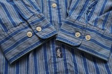 画像6: 90s DOCKERSドッカーズ INDIGO マルチストライプ バンドカラー コットンシャツ XL★Levi'sリーバイス (6)