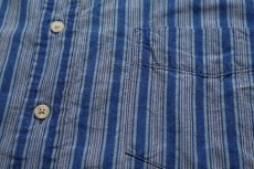 画像5: 90s DOCKERSドッカーズ INDIGO マルチストライプ バンドカラー コットンシャツ XL★Levi'sリーバイス (5)