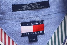 画像4: 90s TOMMY HILFIGERトミーヒルフィガー クレイジーパターン ストライプ ボタンダウン コットンシャツ L (4)