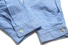 画像6: 90s BOOT BARN ピンタック入り バンドカラー プルオーバー コットン シャンブレーシャツ L (6)