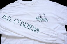 画像4: 80s USA製 Hanes B.B. O'BRIENS SPORTS CAFE 袖プリント コットン 長袖Tシャツ 白 L (4)