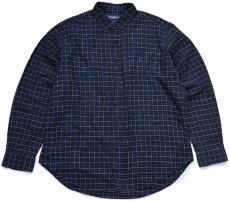 画像1: 00s ラルフローレン CLASSIC FIT タッタソールチェック コットンシャツ 黒 XL (1)