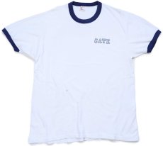 画像2: 80s USA製 CATE コットン リンガーTシャツ 白×紺 XL (2)