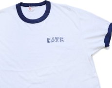 画像1: 80s USA製 CATE コットン リンガーTシャツ 白×紺 XL (1)